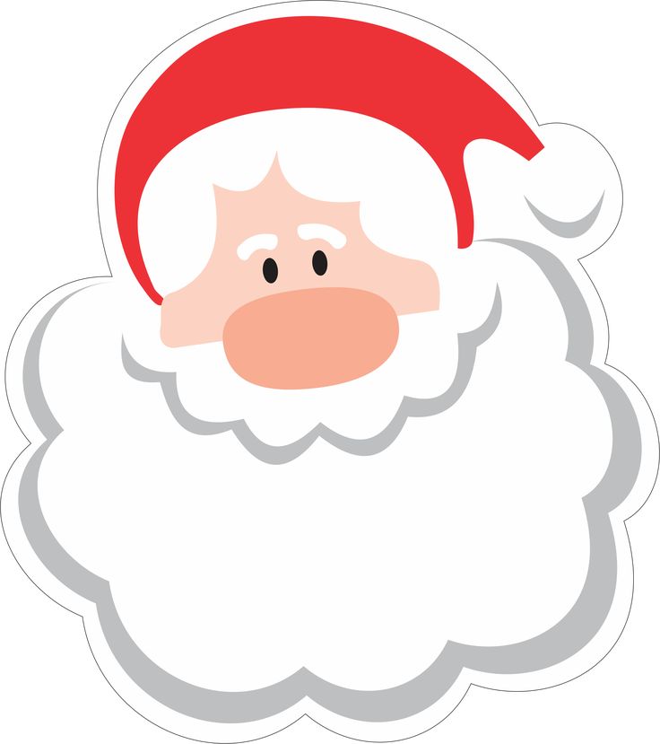 a santa claus sticker with a red hat and beard on it's head