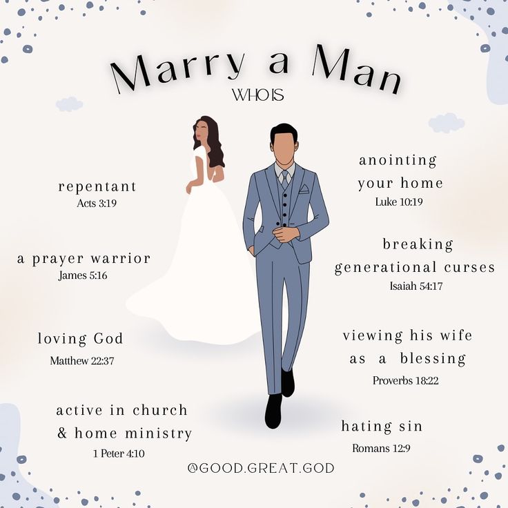 a man and woman in wedding attire standing next to each other with the words marry a man