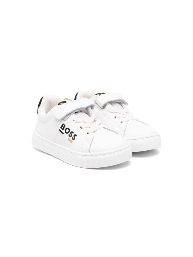 white calf leather smooth grain logo print to the side pull-tab at the tongue front touch-strap fastening front lace-up fastening round toe branded insole Sneakers With Logo-print Tongue And Round Toe, White Lace-up Sneakers With Logo Detail, Leather Sneakers With Logo-print Tongue And Round Toe, Leather Sneakers With Logo-print Tongue, Leather Skate Shoes With Logo-print Tongue, Leather Lace-up Skate Shoes With Logo-print Tongue, White Leather Skate Shoes With Logo-print Tongue, White Lace-up Skate Shoes With Logo, White Low-top Skate Shoes With Embossed Logo