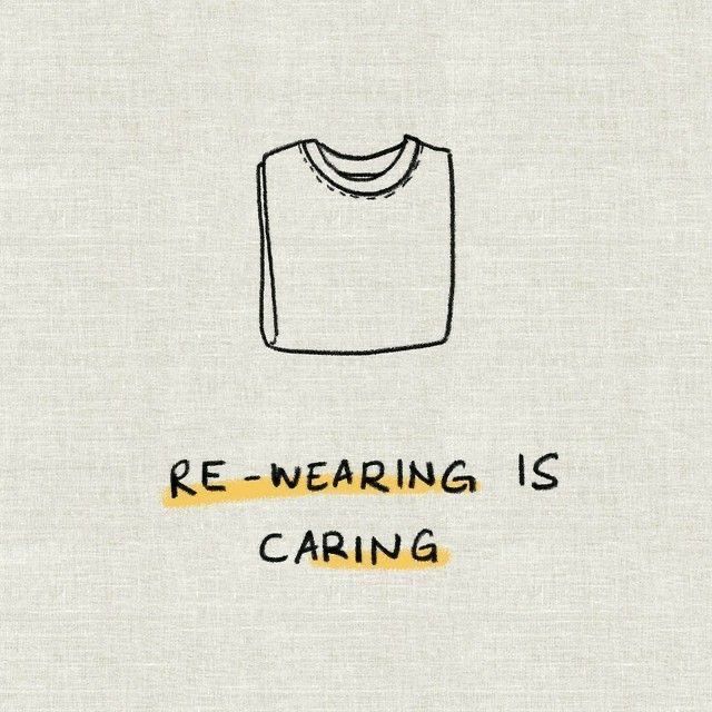 a white shirt with the words re - wearing is caring on it