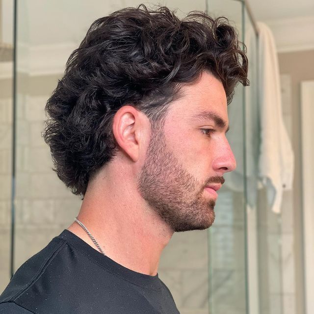 Haircut For Puffy Hair Men, Mens Flow Haircut Wavy, Puffy Hair Men, Dansby Swanson Haircut, European Mullet Hair Men, Baseball Haircuts Men, Mens Mullet Hairstyle Modern Curly, Mullet Flow Hairstyle Mens, Curly Hair Flow Men