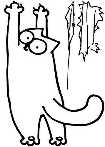 a black and white drawing of a cartoon cat