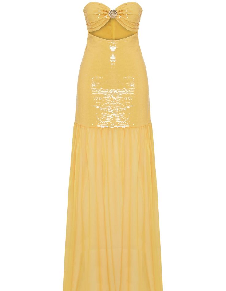 Nana Gotti’s Astra Dress will make such a striking impression at your next event. Made from Pastel yellow sequins, it has a strapless design that’s detailed with an artful cutout. Size & Fit Fits true to size designed for a slim fit internal bra support mid-weight, non-stretchy fabric Details & Care Sequins (100% Polyester) Shiny Chiffon (100% Polyester) Lining: Satin (95% Polyester / 5% Lycra) Concealed zip fastening Golden-toned hardware Dry Clean SIZE SHOULDER CM BUST CM WAIST CM HIP CM SLEEVE LENGTH CM 34 37 84 64 93 57 36 38 88 68 97 58 38 39 92 72 101 59 40 40 96 76 105 60 42 41 100 80 109 61 44 42 104 84 113 62 Strapless Sequin Dress For Summer Gala, Gold Strapless Dress With Sequins, Yellow Sequin Party Dress, Glamorous Yellow Dress For Prom, Glamorous Yellow Party Dress, Spring Gala Strapless Sequin Dress, Strapless Sequin Dress For Summer, Summer Strapless Evening Dress With Sequins, Summer Strapless Dress With Sequins For Evening