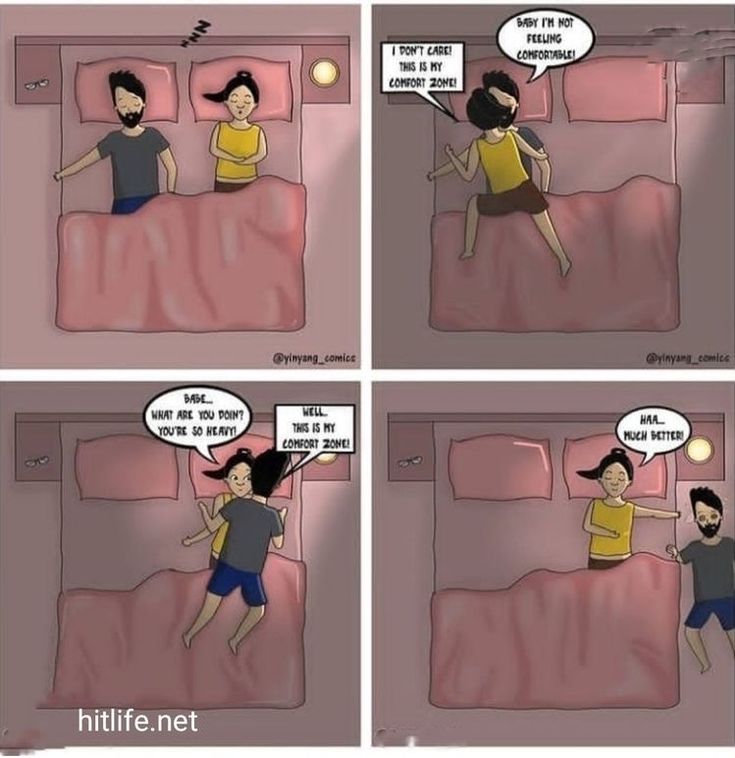 a comic strip with a man laying in bed