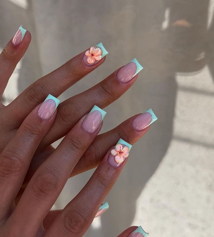 Beachy Nails, Wow Nails, Spring Acrylic Nails, Stylish Nails Designs, Girly Acrylic Nails, Pretty Gel Nails, Long Acrylic Nails Coffin, Vacation Nails, Short Acrylic Nails Designs