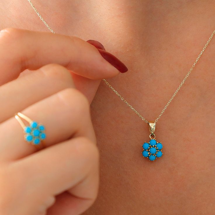 This one of a kind & handmade 14k Gold Hexagon Flower Turquoise Necklace is going to warm your heart everytime you wear it! Whether combine the necklace as a set with beautiful turquoise earrings and rings or wear the necklace alone, you'll look perfect! Don't forget to buy this necklace for your loved ones to protect them with incredible benefşts of turquoise gemstone! 14k Gold Turquoise Ring: https://www.etsy.com/listing/930599359 14k Gold Turquoise Earrings: https://www.etsy.com/listing/13017 Blue Gemstone Flower Pendant Jewelry, Blue Floral Fine Jewelry, Fine Jewelry In 14k Gold With Turquoise, Turquoise 14k Gold Fine Jewelry, 14k Gold Turquoise Fine Jewelry, Elegant Turquoise Flower Pendant Jewelry, Fine Jewelry Turquoise Gemstone, Turquoise Gemstone Fine Jewelry, Fine Jewelry Turquoise Gift