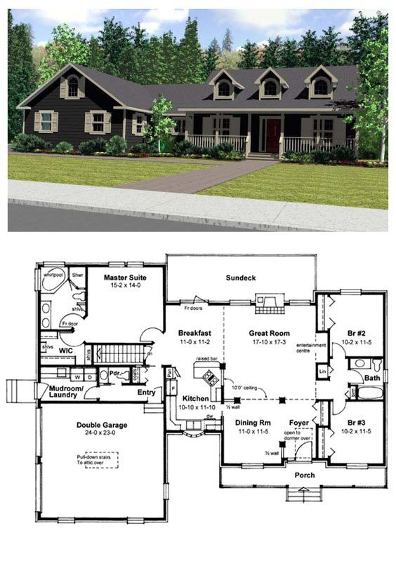 two story house plans with an open floor plan for the front and back of the house