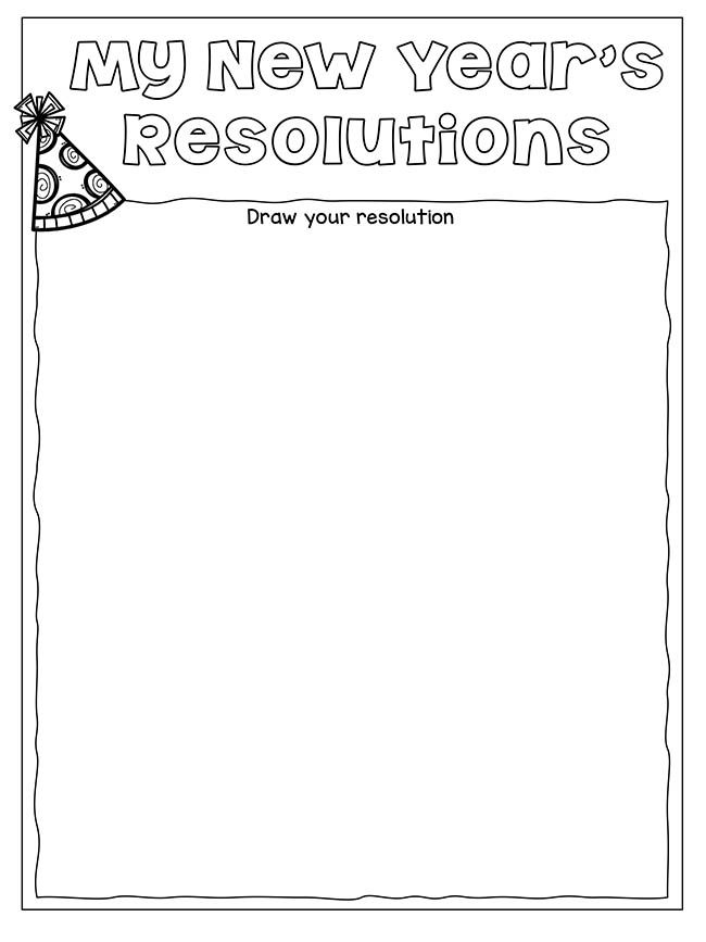 the new year's resolution is shown in this printable coloring page for kids