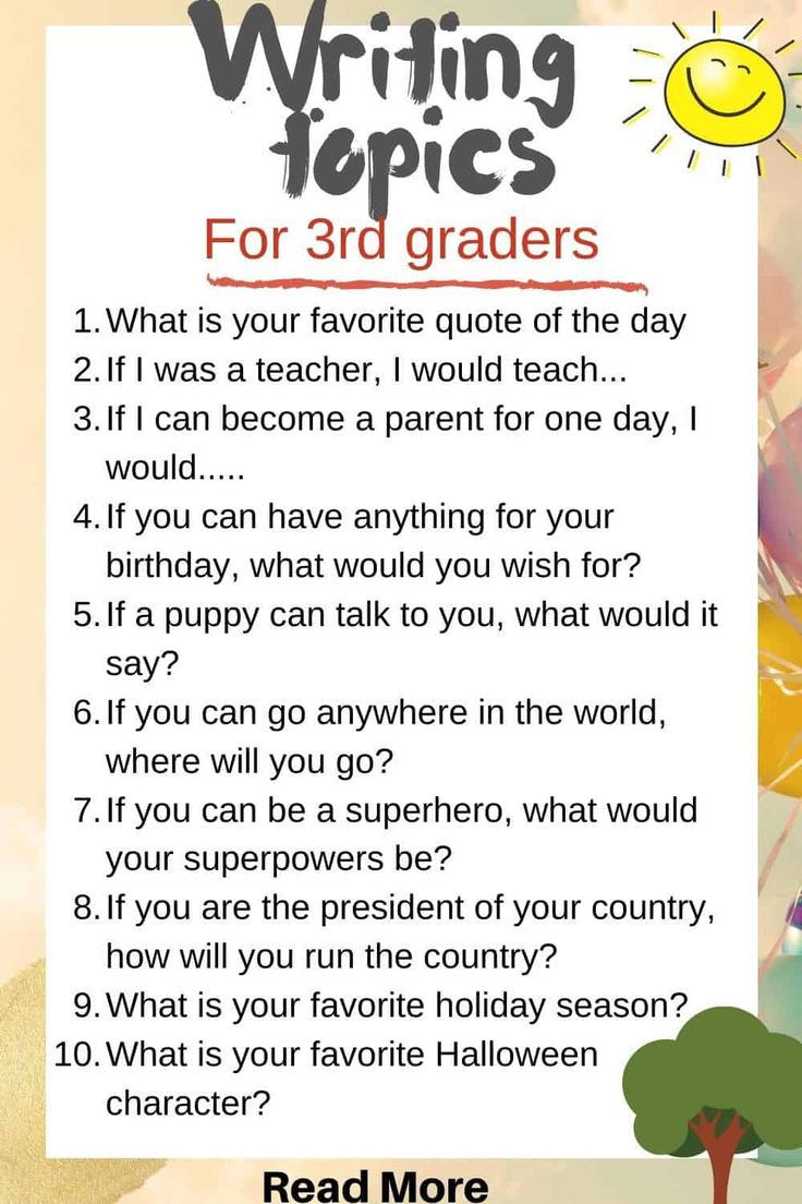 a poster with the words writing topics for 3rd graders and an image of a tree