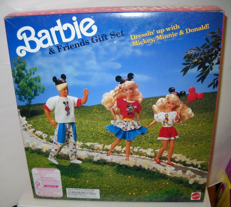 an advertisement for barbie and friends set on display