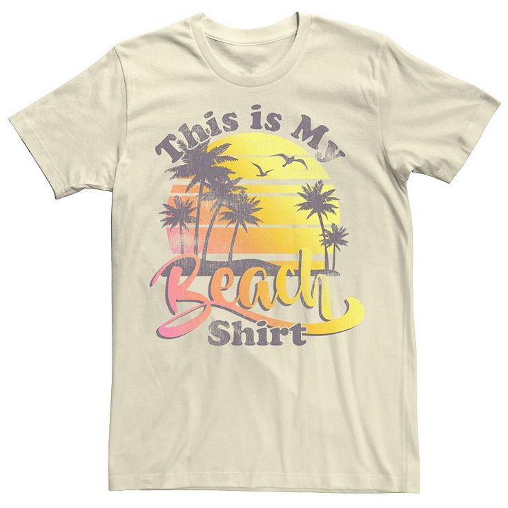 Hit the beach anytime with this men's t-shirt. Hit the beach anytime with this men's t-shirt. Crewneck Short sleevesFABRIC & CARE Cotton Machine wash Imported Size: XS. Color: Natural. Gender: male. Age Group: adult. Pattern: Graphic. Affordable Tropical Camp Shirt For Beach, Cheap Tropical Camp Shirt For Beach, Gradient Sunset, Beaded Shirt, Reunion Ideas, Beach Shirt, Beach Shirts, Pattern Graphic, Family Reunion