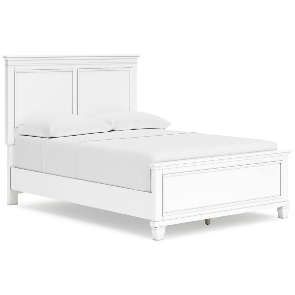 a white bed frame with two drawers on each side