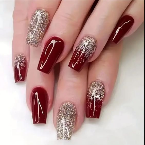 #nail arts# Ballet Nails, Golden Nails, Bridal Nail Art, Long Press On Nails, Nagel Tips, Nail Designs Glitter, Stick On Nails, Bridal Nails, Nail Designs Spring