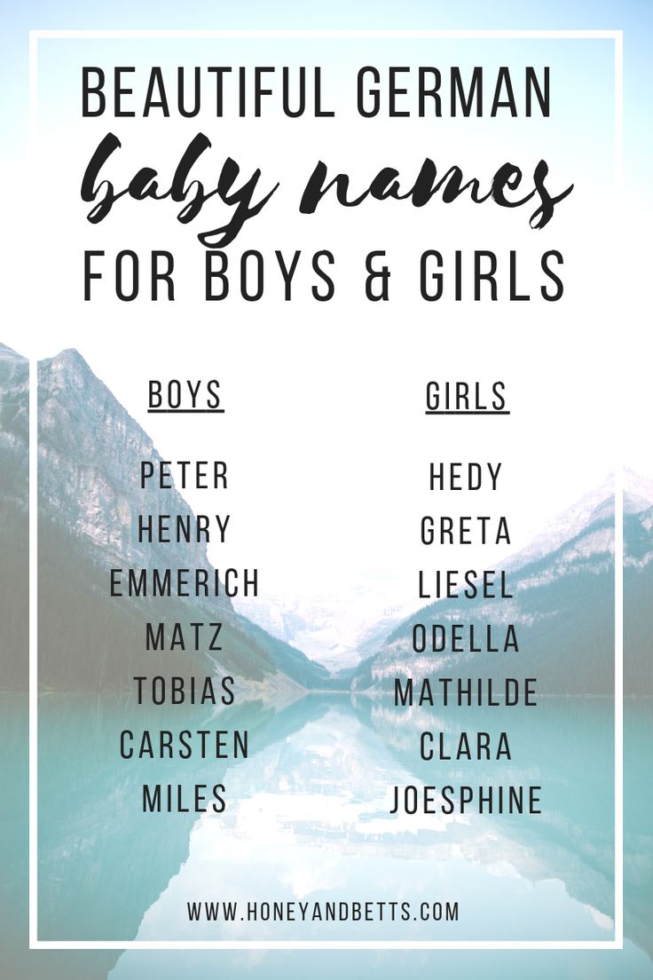 the words beautiful german baby names for boys and girls on a blue lake with mountains in the background