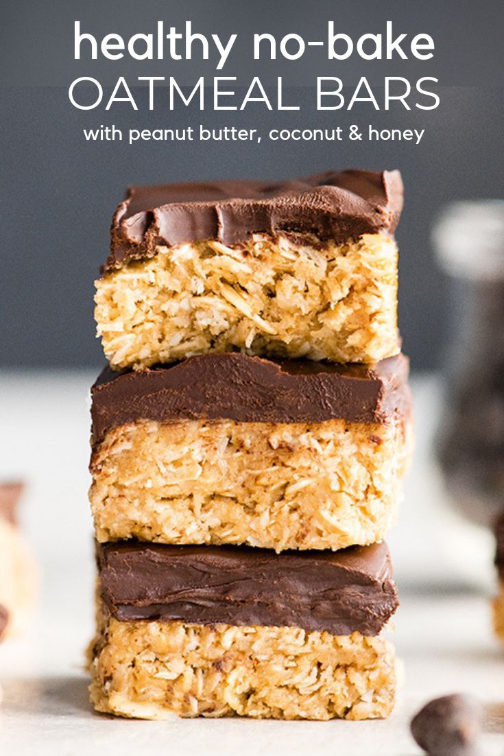 healthy no - bake oatmeal bars with peanut butter, coconut & honey