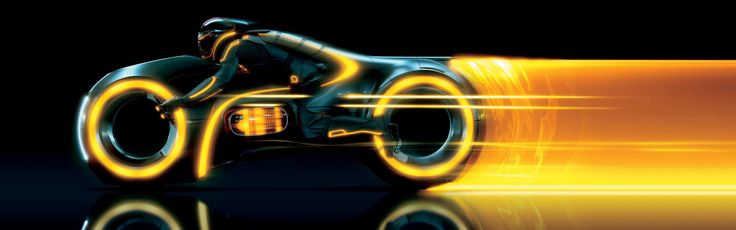 the poster for tron legacy shows a futuristic car with glowing lights on it