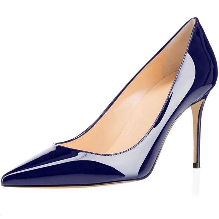 Nwt Eldof Pointed Toe Stiletto Pump In Navy. Slip On Fabric Type: 100% Synthetic Sole Material: Rubber Closure Type: Pull On Heel Height: 8cm/ 3.5 Inches