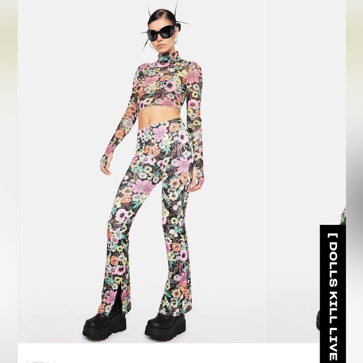 These Are Nwt, Only Tried On! This Was My First Time Ordering From Dollskill And I Forgot To Process My Return Before I Left For Electric Forest. I Ended Up Ordering These In A Size Small Instead But They Are My New Favorite Pants! I’ve Now Went Ordered Several More Items From This Brand Afrm. It Is Crazy Comfy And Soft With The Most Gorgeous Prints. Edgy Full-length Bottoms For Spring, Edgy Full Length Pants For Spring, Trendy Fitted Bottoms With All Over Print, Trendy Elastane Pants For Spring, Spring Edgy Pants, Edgy Spring Trousers, Stretchy Edgy Pants For Spring, Edgy Stretch Pants For Spring, Casual All Over Print Spring Bottoms