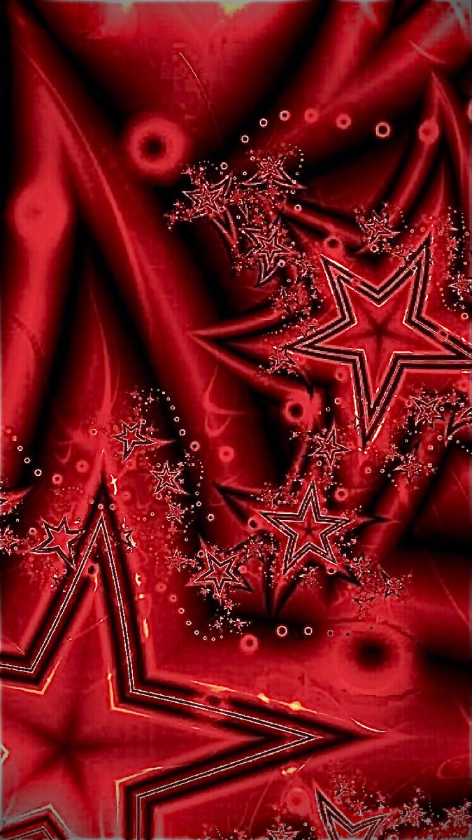 an abstract red background with stars and bubbles