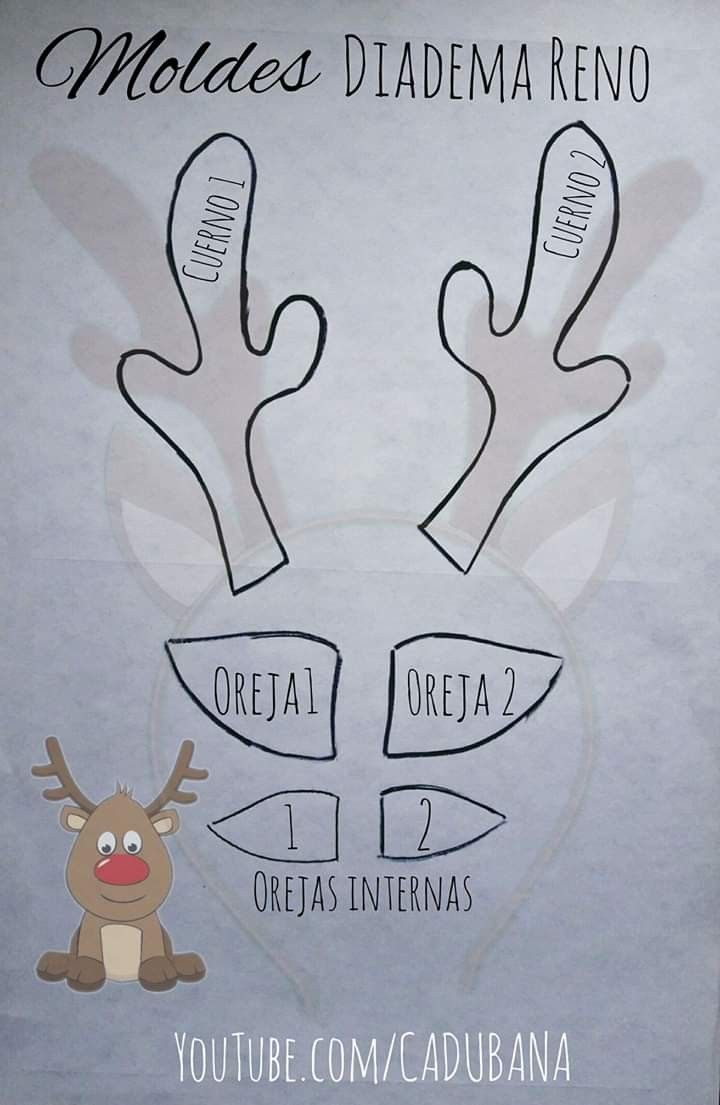 a poster with instructions for how to cut out reindeer's antlers and the words molides diadema reno