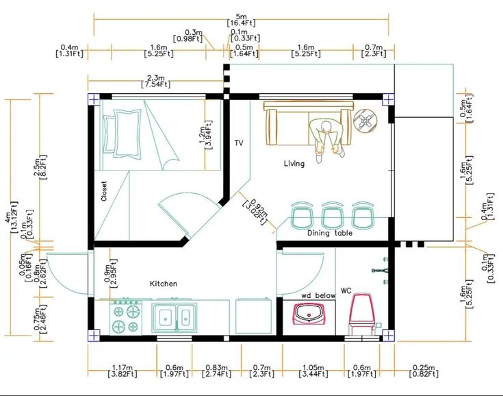 13x16 Small House 4x5 Meter 1 Bed 1 Bath Shed Roof PDF & A4 Hard Copy | eBay 4x4 House Plan, House Plan 1 Bedroom, Small Farmhouse Plans, Garage Apartment Floor Plans, Kitchen Ceiling Design, Earth Bag Homes, Tiny House Interior Design, Roof Beam, Tiny House Loft