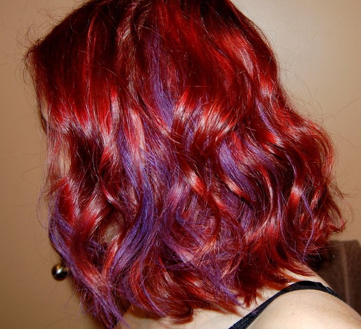 garnier color styler, garnier hair Red Hair With Violet Highlights, Red Hair With Purple Streaks, Red Hair Purple Highlights, Red With Purple Highlights, Red Hair With Purple Highlights, Red And Violet Hair, Red Hair With Pink Highlights, Purple And Red Hair, Red And Purple Hair