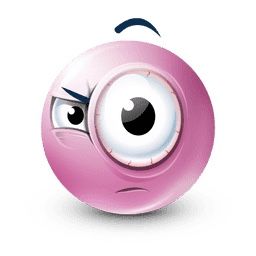 a pink ball with an evil look on it's face and eyeballs around its eyes