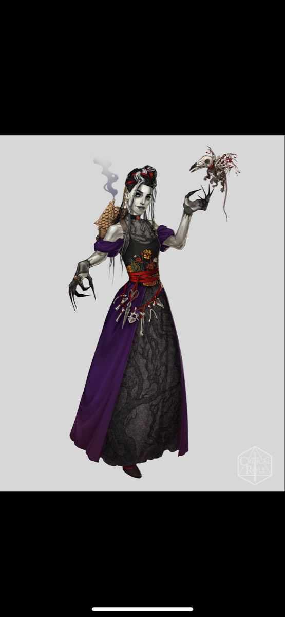 a woman dressed as a skeleton with flowers in her hand and wearing a purple dress