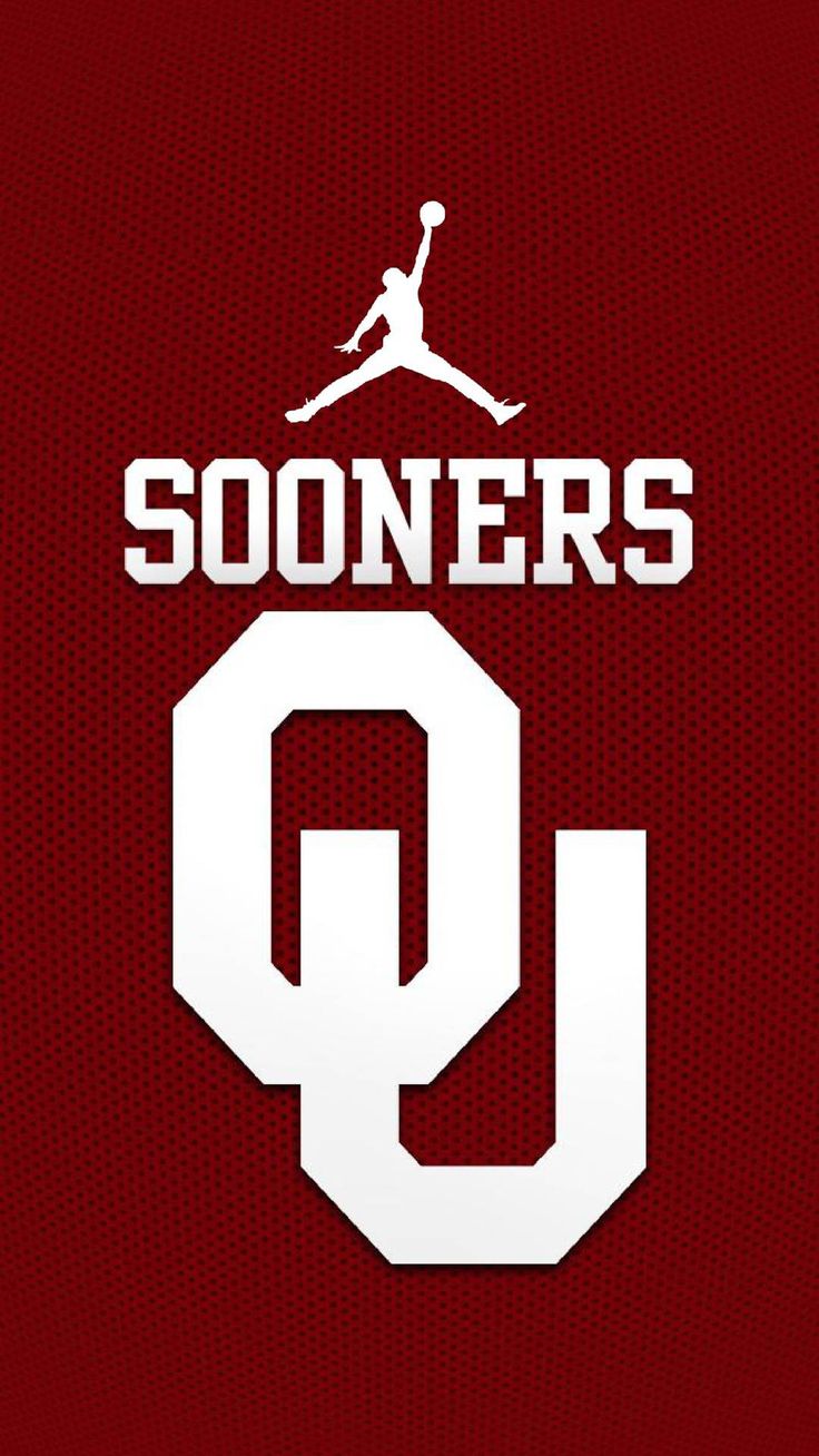 the logo for the university of oklahoma football team on a red background with white letters