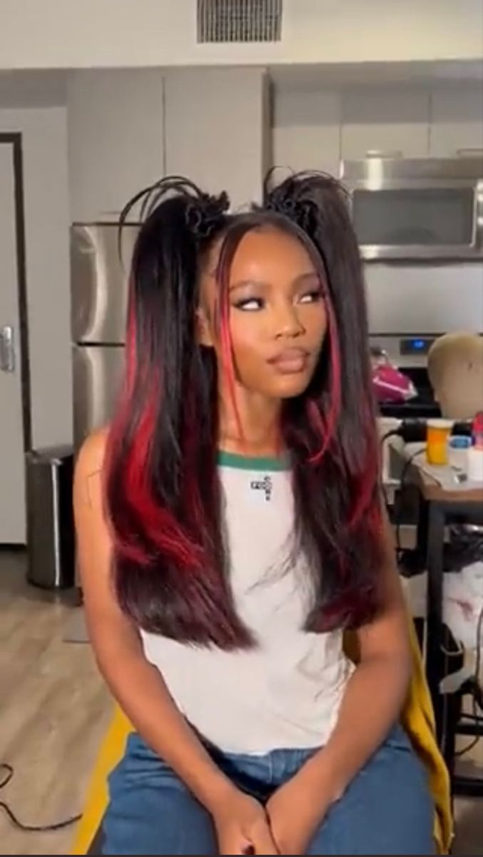 Black Rockstar Hairstyles, Heart Hairstyles Black Women, 90s Pigtails Black Women, Bratz Hairstyles Black Women, Fun Hairstyles Black Women, Rockstar Hairstyles Black Women, Festival Hair Black Women, 90 Hairstyles 90s Hair Black Women, Bratz Inspired Hairstyles