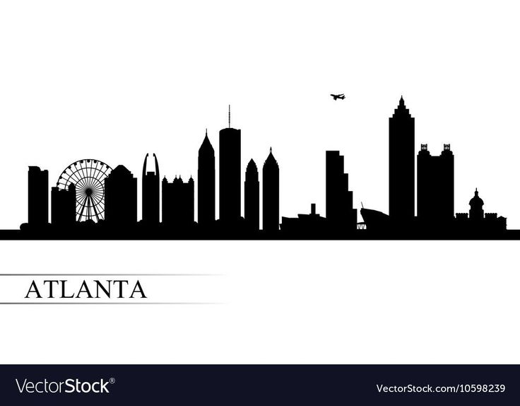 the atlanta skyline in black and white