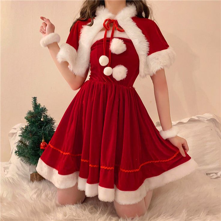 Christmas Cosplay Dress Set PN4674 ●Size: S: Bust: 72 cm, Length: 75 cm M: Bust: 74 cm, Length: 77 cm L: Bust: 76 cm, Length: 79 cm (Please allow 1-3cm differs due to manual measurement.As different computers display colors differently,the color of the actual may vary slightly from the above images.Thanks for your understanding.) ●Material: soft ●About Shipping: We attach great importance to the orders of each customer and parcel delivery. 1.Processing time: 2-3 business days. 2.Shipping time: 10-15 business days to US, please allow 3-4 weeks shipping to other country.(Shipping times can be affected by variable customs clearance times or public holidays.) Red Harajuku Dress For Halloween, Winter Themed Event Cosplay Costume, Fitted Harajuku Costume For Winter, Winter Themed Events Fitted Cosplay Costume, Red Harajuku Style Dress For Halloween, Red Harajuku Style Dress For Costume Party, Harajuku Style Red Dress For Costume Party, Fitted Harajuku Style Winter Costume, Harajuku Style Fitted Winter Costume