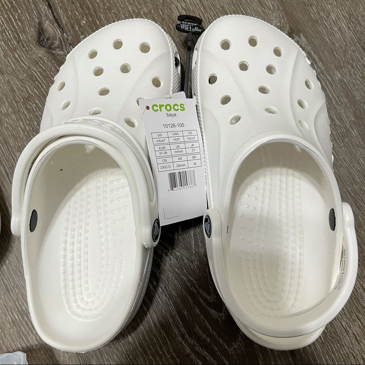 Crocs Baya Unisex Clog Sandals White Size Men’s 6,7 / Women’s 8,9 10126-100 Comfort Casual White Slip-on Mules, Summer Synthetic Slip-resistant Clogs, Breathable Closed Toe Clogs For The Beach, White Clogs For Spring Beach Outing, Casual White Sandals For Outdoor, Spring Beach Clogs With Slip-resistant Soles, Beach Slip-on Slip-resistant Clogs, Spring Beach Clogs With Slip-resistant Design, White Round Toe Clogs For Summer