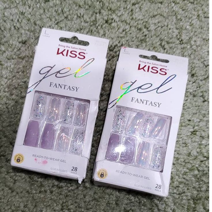 Kiss Gel Fantasy Ready-To-Wear Press-On Gel Nails Large. Color: 86794 Fl07. New As Pictured. Kiss Nails Glue On Short, Kiss Nails Press On, Press On Nails Kiss, Kiss Gel Fantasy Nails, Kiss Press On Nails, Kiss Products, Press On, Kiss Nails, Xmas Wishes