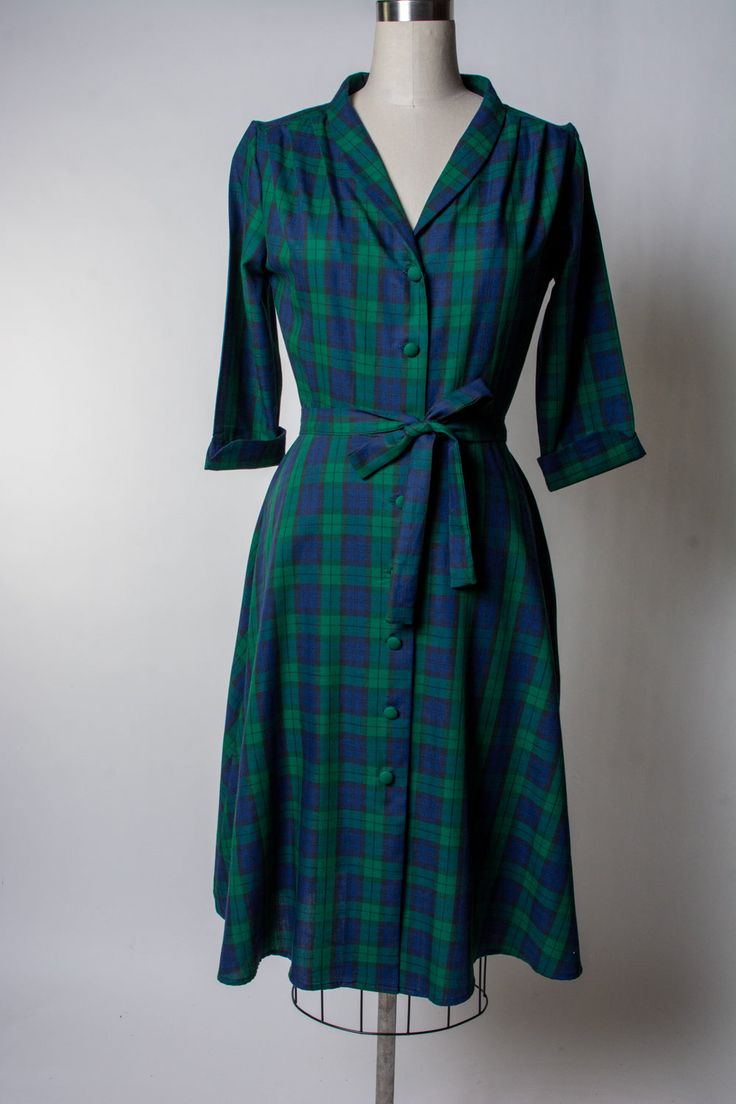 The Lucille Dress Full Button-Up Dress Aline Skirt Contrasting French Cuffs Come with self fabric belt Sorry, No Pockets 100% Cotton, Lightweight Lucille Dress, Aline Skirt, Student Fashion, Button Up Dress, Fabric Belt, Dress Watch, 50s Fashion, Vintage Girls, Sweater Blouse