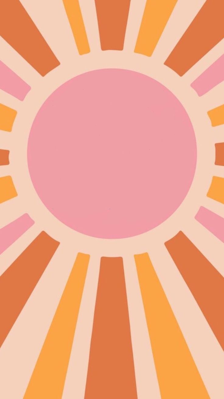 an orange and pink sunburst is shown in the middle of this graphic design