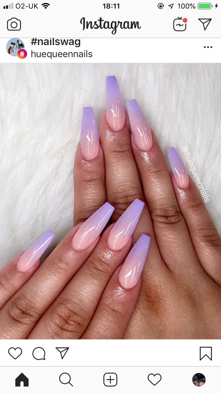 Ombre Gel X Nails, Purple Ombre Nails Coffin, Pink And Lavender Ombre Nails, Short Coffin Lavender Nails, Lavender And Pink Nails, Ombre Light Purple Nails, Lavender Ombre Nails, Pink To Purple Ombre Nails, Pink Purple Ombré Nails