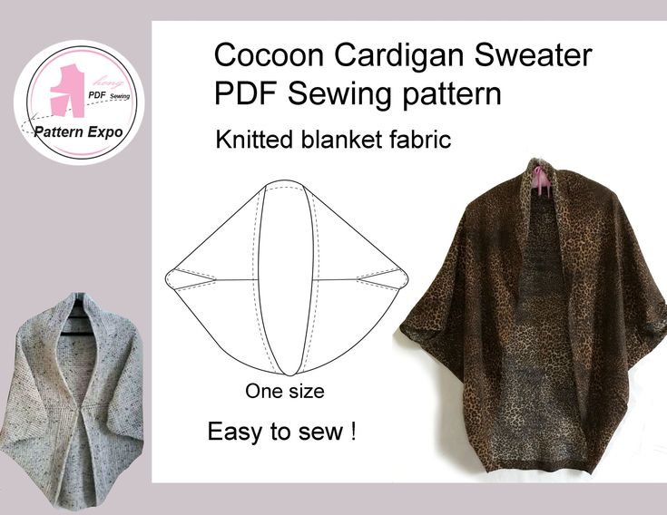 the cocoon cardigan sweater sewing pattern is shown with instructions to sew it