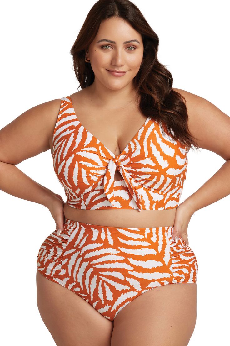 Our Artesands orange high waist bikini bottom perfectly fit your curves. This curve fit and plus size swim pant has 360 degree powermesh lining and ruching in the side panels. Matches back beautifully with all our curvy and plus size bikini tops for a high waisted bikini set. D Cup Swimwear, Chlorine Resistant Swimwear, Underwire Swimsuit, Flattering Swimsuits, Swim Pants, Plus Size Swim, Best Swimsuits, High Waisted Swim, Swimwear Sets