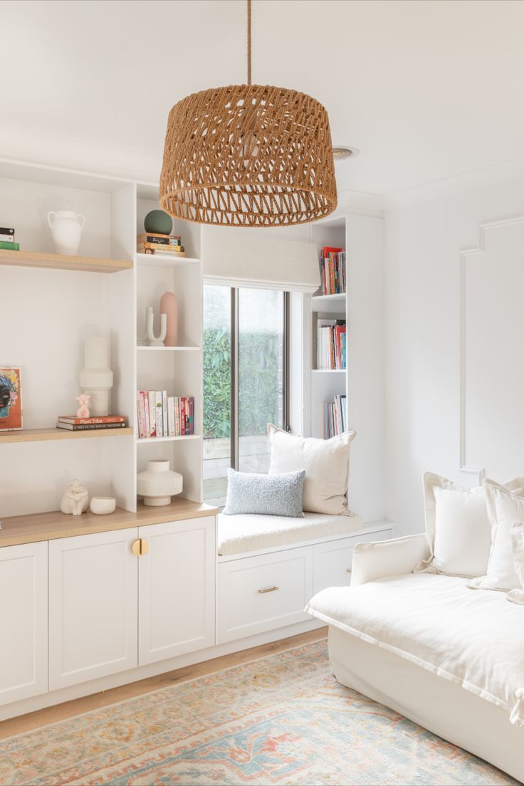 A calming pastel rumpus room features a bay window and in-built cabinetry and storage. Brushed Brass Tapware, Brass Tapware, Fun Kids Room, Abi Interiors, Pink Terrazzo, Entertaining Deck, Classic Hotel, Pastel Room, Melbourne House