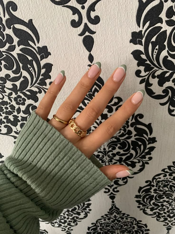 Matcha Green French Tip Nails, Matcha Nails Inspiration, Green Bridesmaid Nails, Bridesmaid Nails Acrylic, Bridesmaids Nail Ideas, Matcha Green Nails, Bridesmaid Nail Ideas, Matcha Nails, Green French Tip Nails