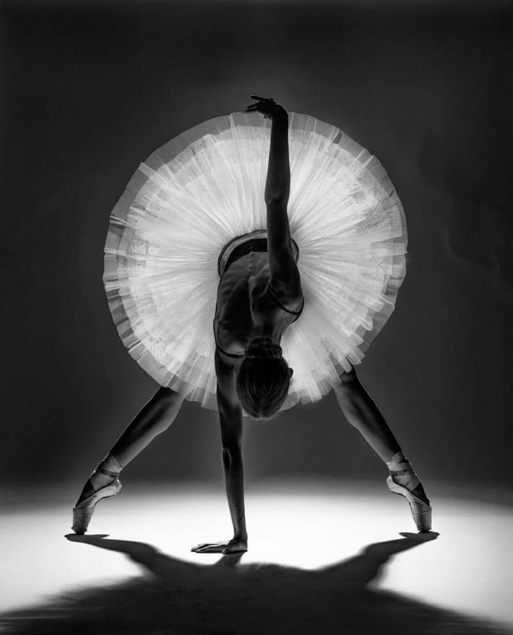 black and white photograph of a ballerina