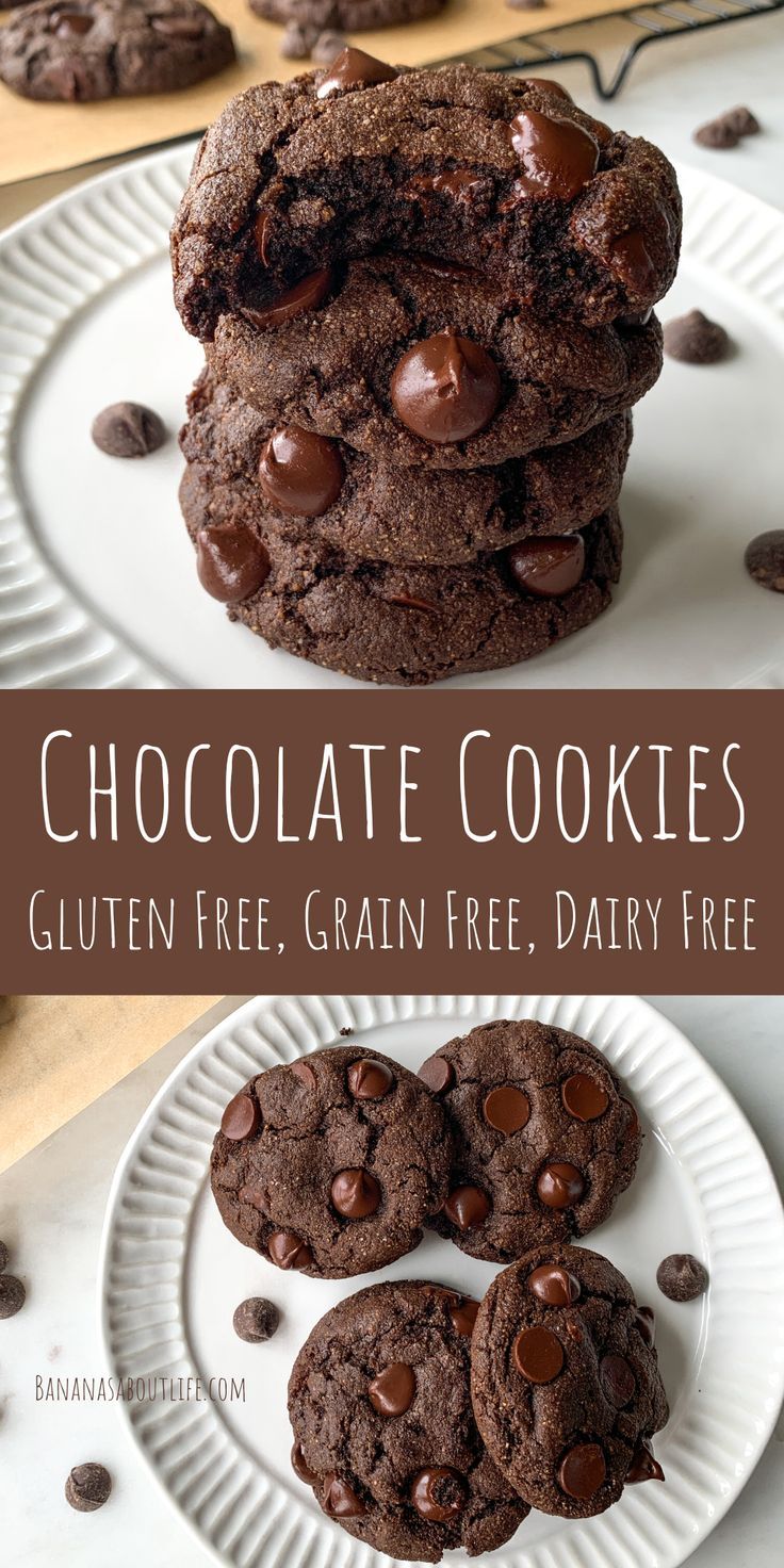 Chocolate cookies Healthy Dark Chocolate Cookies, Gluten Free Healthy Cookies, Gluten Dairy Free Recipes Desserts, Gluten Free Dairy Free Recipes Breakfast, Dairy Free Chocolate Cookies, Dairy Free Gluten Free Desserts, Gluten Free Sugar Free Cookies, Gluten And Dairy Free Cookies, Dairy Free Cookie Recipes