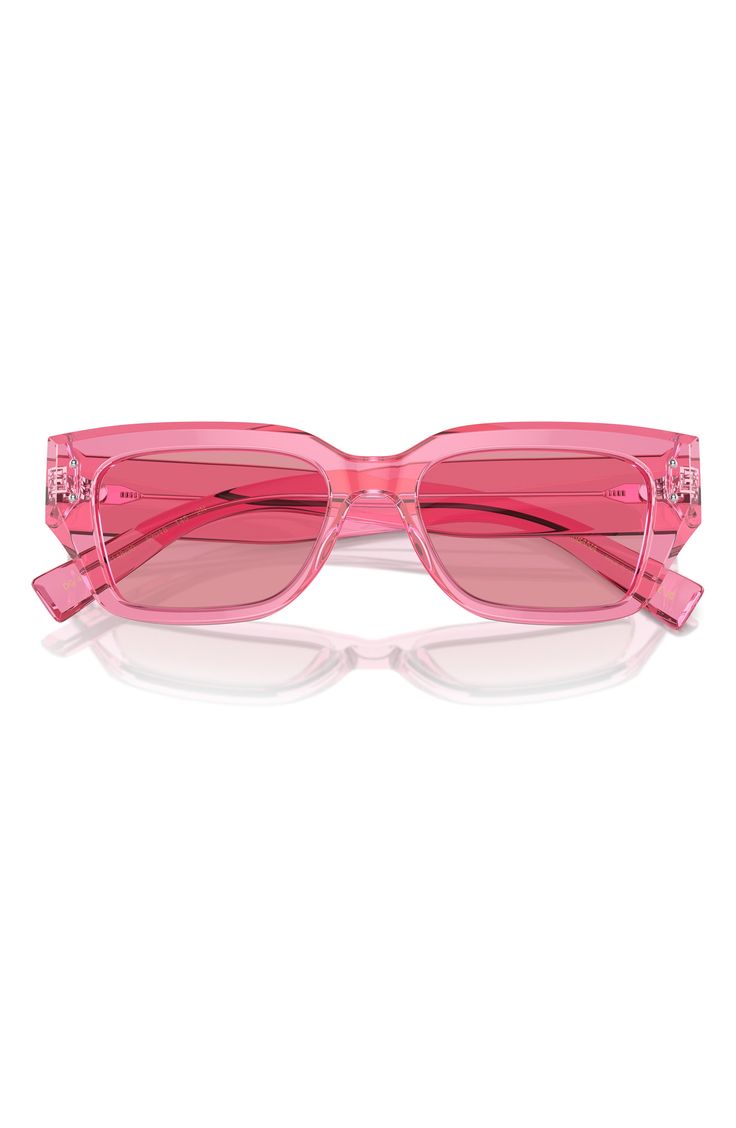 Translucent acetate adds polished gleam to these Italian-made sunglasses styled in a classic cat-eye silhouette. 52mm lens width; 18mm bridge width; 145mm temple length 100% UV protection Acetate Made in Italy Pink Acetate Sunglasses With Mirrored Lenses, Classic Pink Sunglasses With Mirrored Lenses, Clear Cat Eye Sunglasses With Gradient Lenses, Square Frame Clear Cat Eye Sunglasses With Tinted Lenses, Modern Clear Cat Eye Sunglasses With Tinted Lenses, Classic Clear Cat Eye Sunglasses With Mirrored Lenses, Clear Acetate Wayfarer Sunglasses, Trendy Clear Acetate Sunglasses, Eye Silhouette