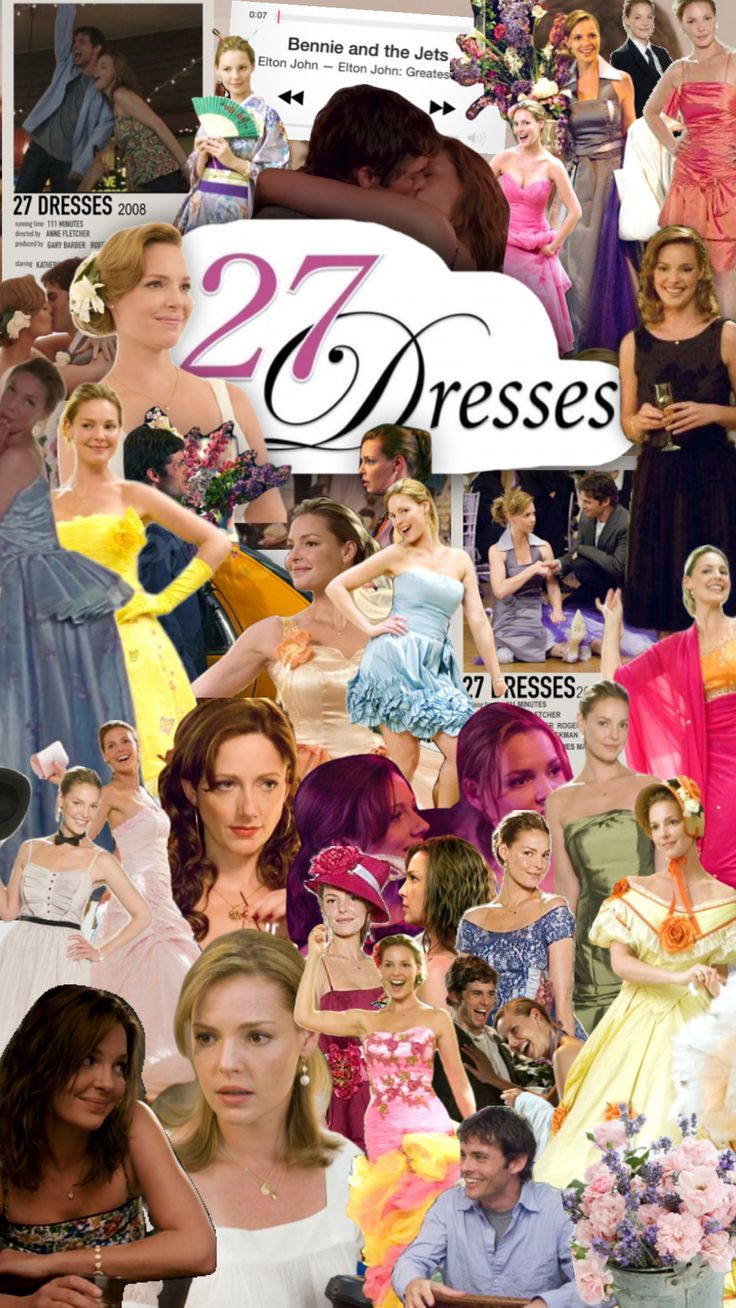 the collage shows many different people in dresses