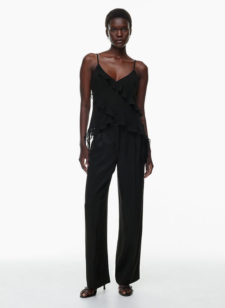 The Effortless Pant™ THE EFFORTLESS PANT™ SATIN | Aritzia US Knife Pleats, Satin Trousers, Tank Bodysuit, V Neck Bodysuit, Satin Pants, High Rise Pants, Everyday Luxuries, High Leg, Long Pants