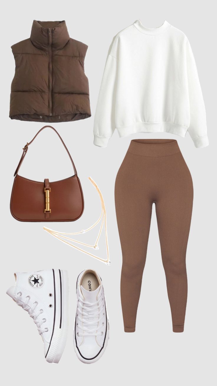 Brown Leggings And Gilet Outfit Gilet Outfit, Stile Blair Waldorf, Adrette Outfits, Mode Kylie Jenner, Look Legging, Thanksgiving Outfit Ideas, What To Wear Fall, Fest Outfits, Thanksgiving Outfits