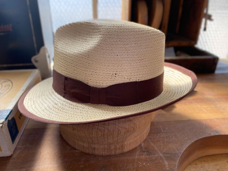 Genuine toquilla straw Chocolate brown hatband and binding Brim: 2-3/8" Crown: 4" Ready to ship Store credit or exchange only Mens Straw Hats, Hat Styles, Straw Fedora, Straw Hats, Men Hats, Grown Man, Gentleman Style, Hat Band, Straw Hat