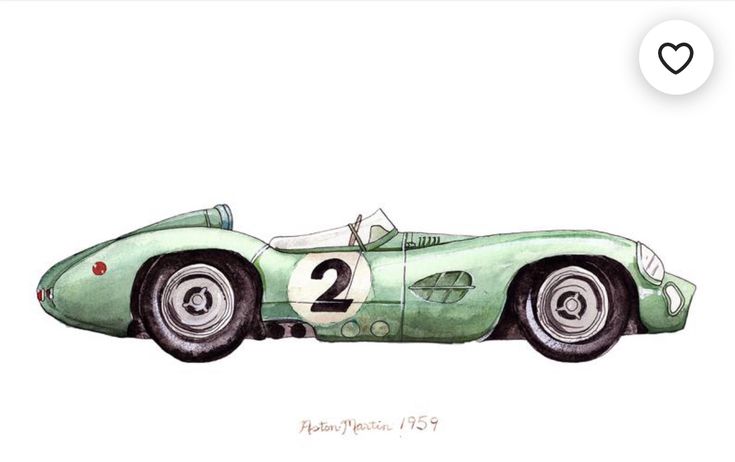 a drawing of a green race car with number 2 on it's front end