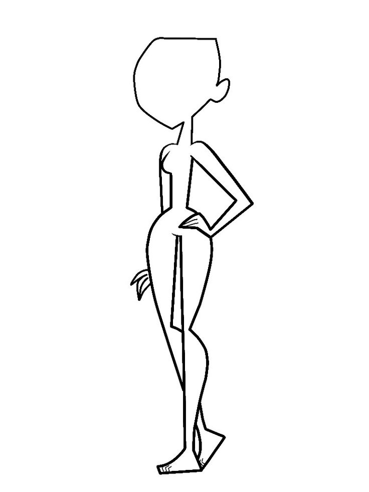 a black and white line drawing of a woman standing with her hands on her hips